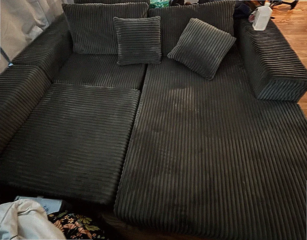 108" Modular Sectional Sofa Cloud Model, Corduroy Dark Grey, Chaise, Deep Seat