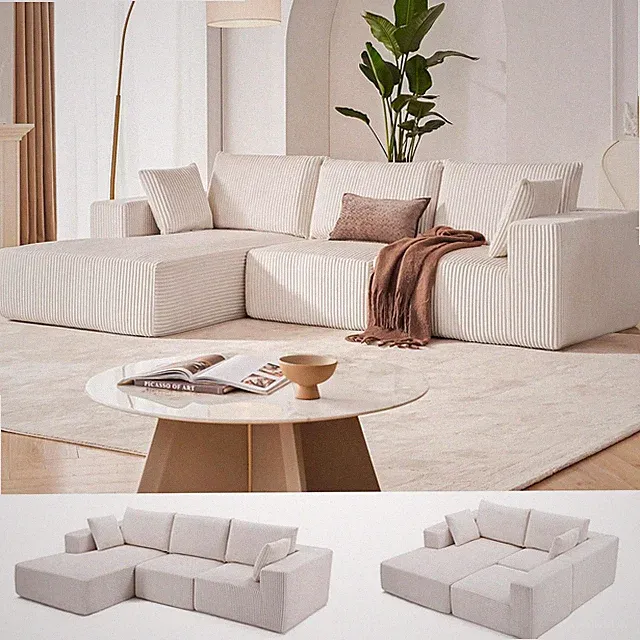 108” Modular Sectional Sofa, Cloud Sectional Couch with Deep Seat, Modern Modula