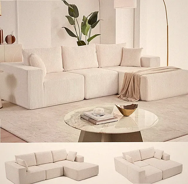 108” Modular Sectional Sofa Cloud Sectional Couch with Deep Seat Modern R-Shape