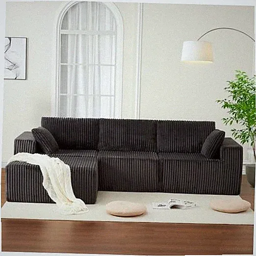 108" Modular Sectional Sofa Couches for Living Room Cloud Memory Boneless Grey