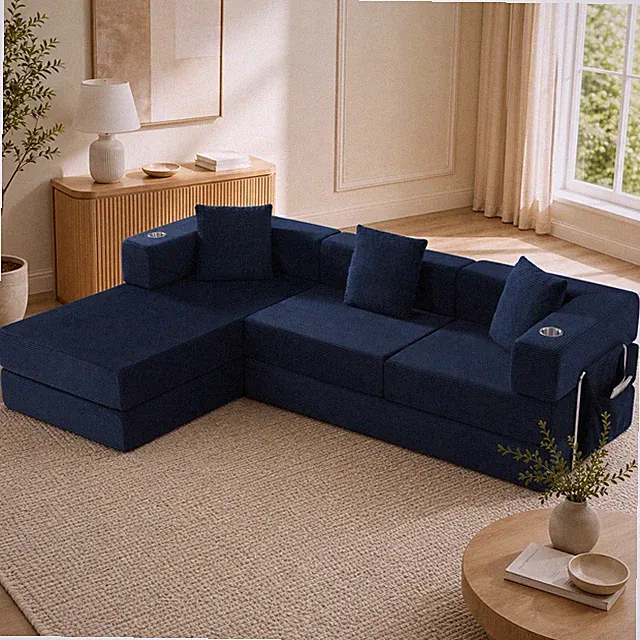 108" Modular Sectional Sofa L-Shape Chaise, Deep Seat Cloud Couch