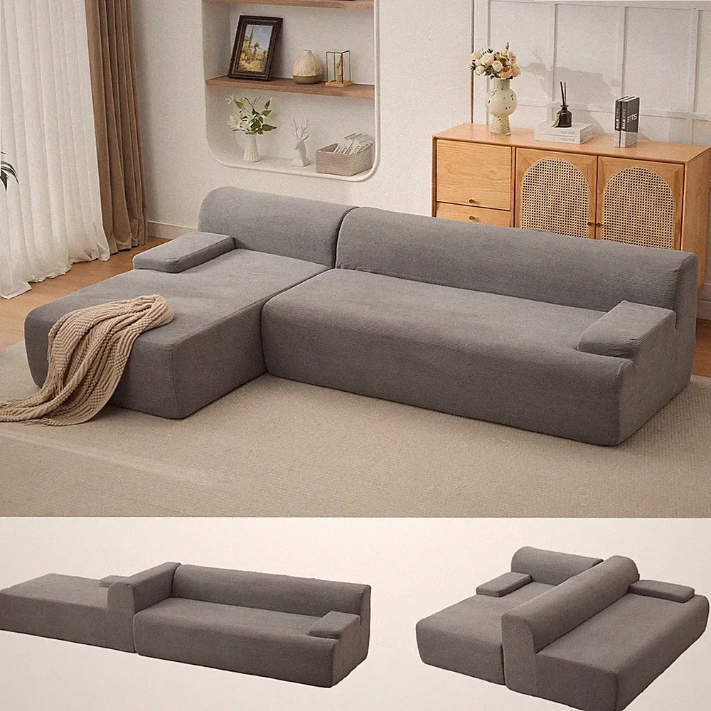 108'' Modular Sectional Sofa, Left Facing Chaise L-Shaped Boneless Couch, Ult...