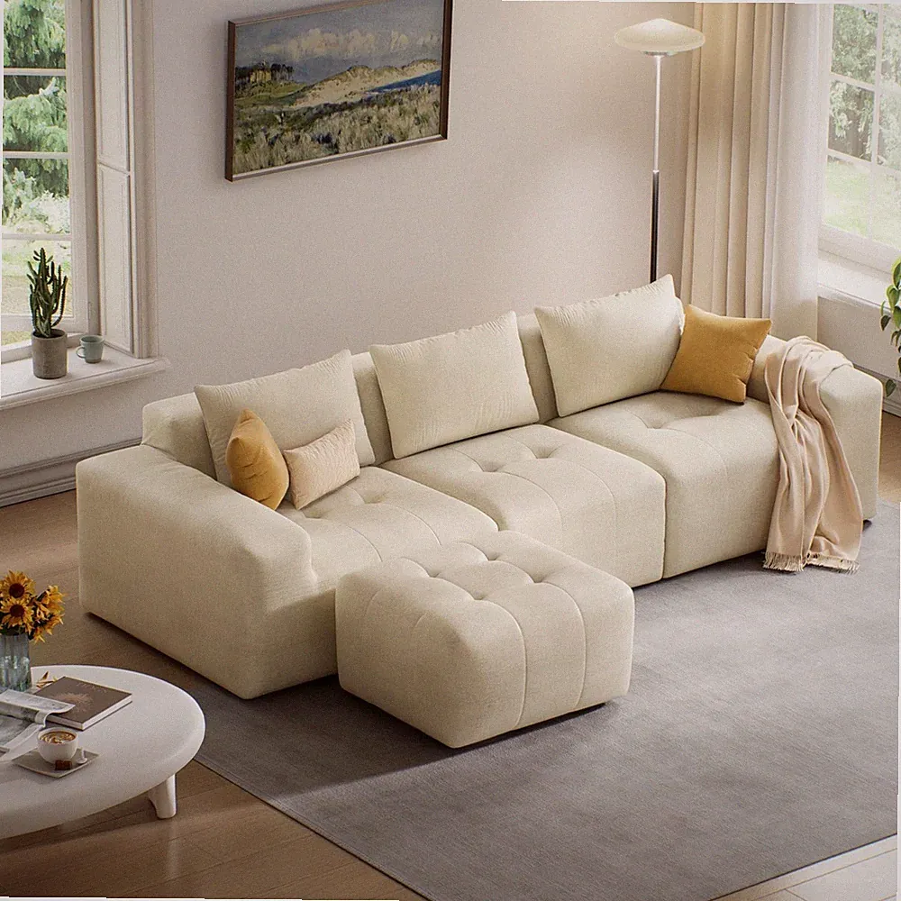 108" Modular Sectional Sofa, Modern Cloud Couch L-Shaped Convertible Sleeper Sof