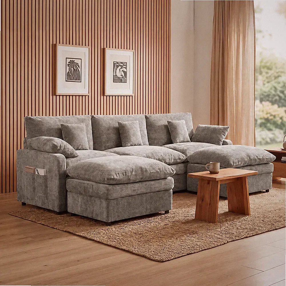 108" Modular Sectional Sofa Oversized Chenille Cloud Couch Deep Comfy Seat Couch