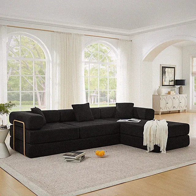 108'' Modular Sectional Sofa with L-Shape Chaise, Boneless Cloud Couch with Deep