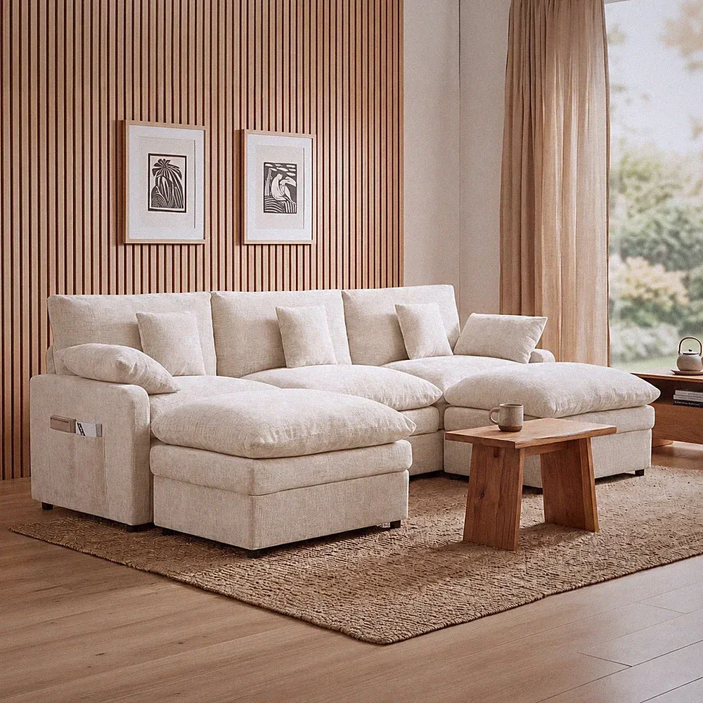 108" Oversized Cloud Sectional Sofa Chenille U Shape Chaise Living Room Couch