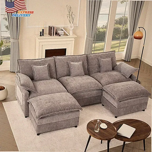 108" U Shaped Couch Modular Sectional Sofa 3-Seater Comfy Cloud Couch BUY IT NOW