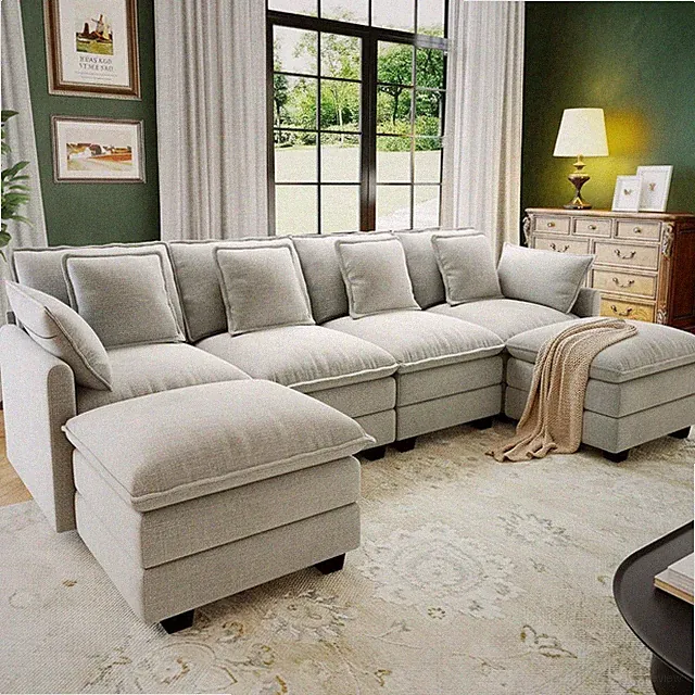 108In Cloud Couch Sectional U-Shaped Modular Sofa Living Room Bedroom Light Grey