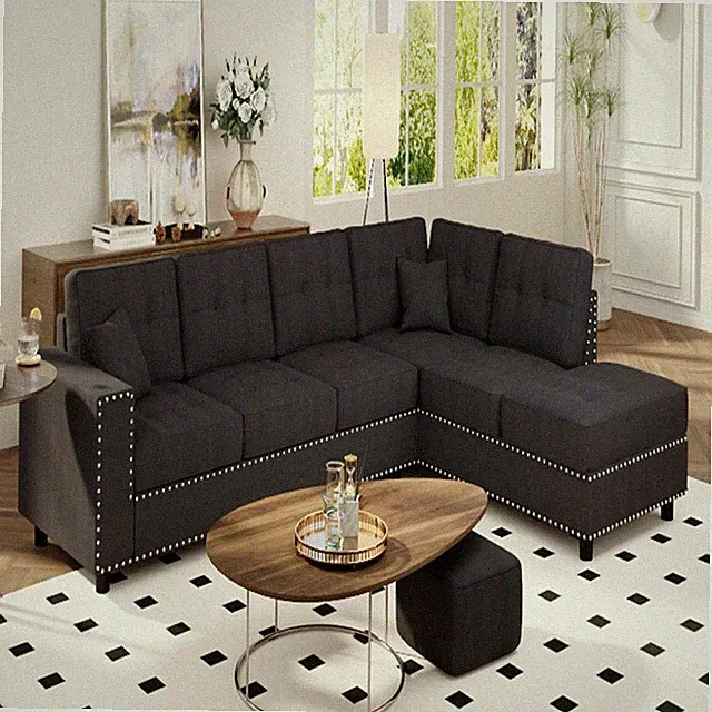 109.2''L-shaped Modular Sectional Sofa with Removable Back Cushions and 2 Pillow