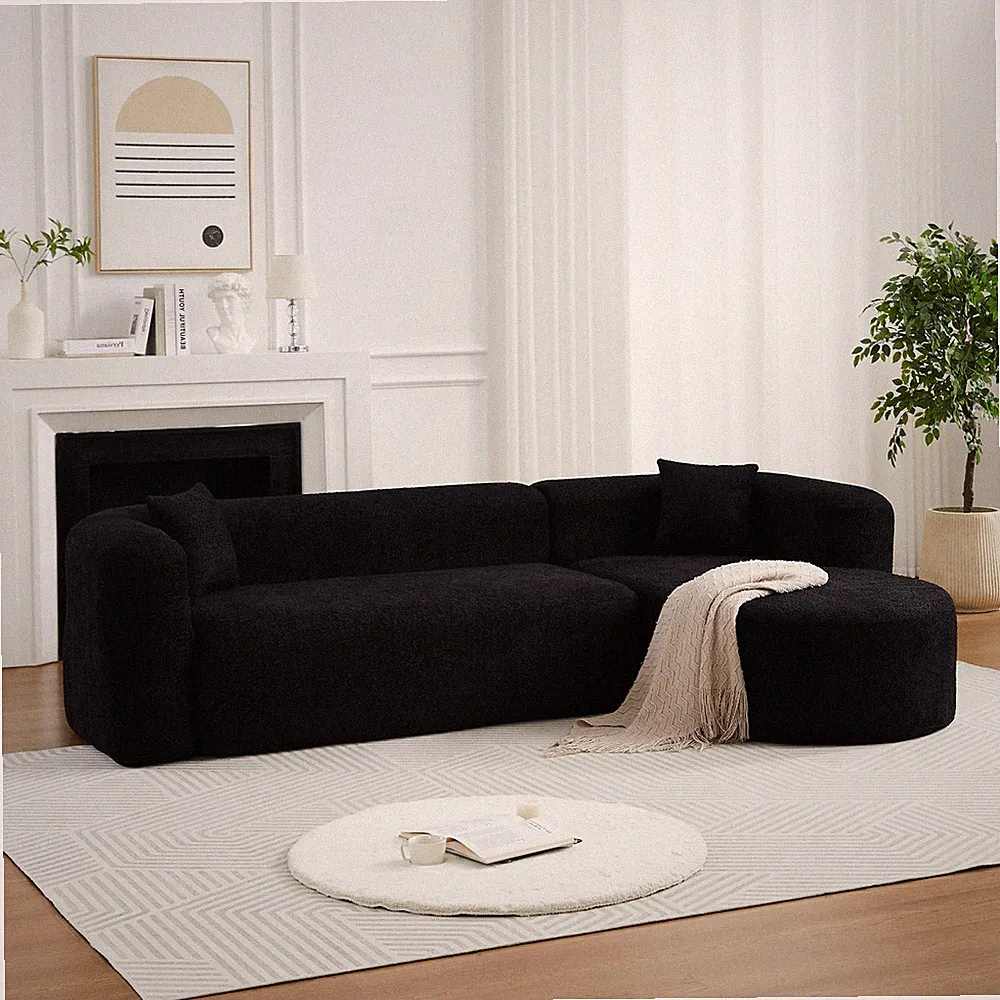 109.4" Modular Sectional Sofa Luxury Modern Curved Back Sofa,Chenille fabric two