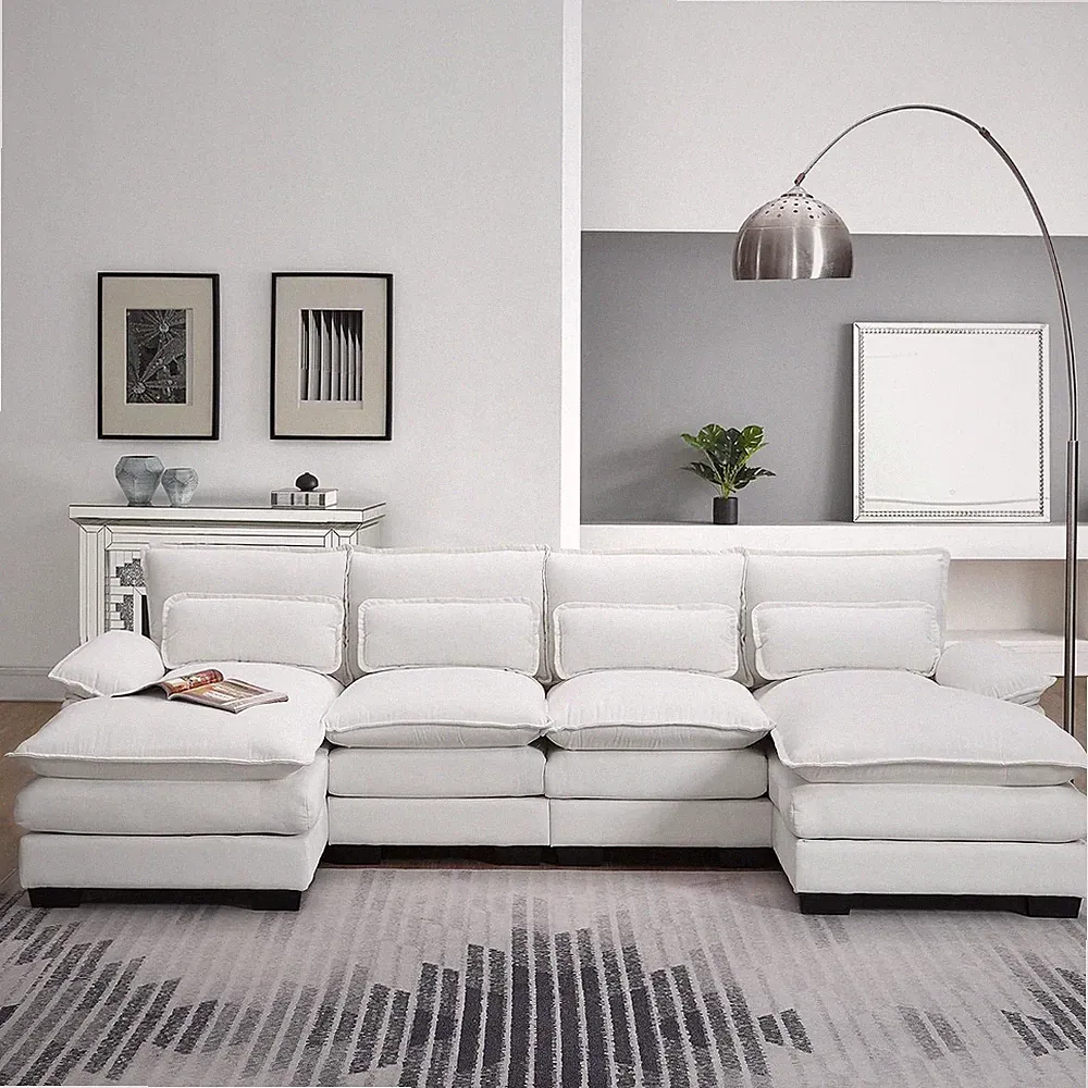 109.8'' Sectional Sofa Couch Living Room Velvet Sofa U-Shape Couch Modern Sectio