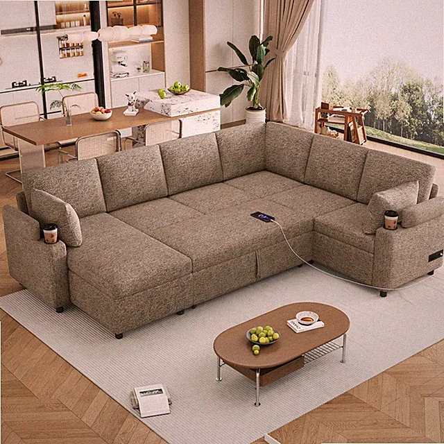 109.9" Sectional Sofa Versatile Sofa Bed Sofa Sleeper U-shaped Sofa with Ample