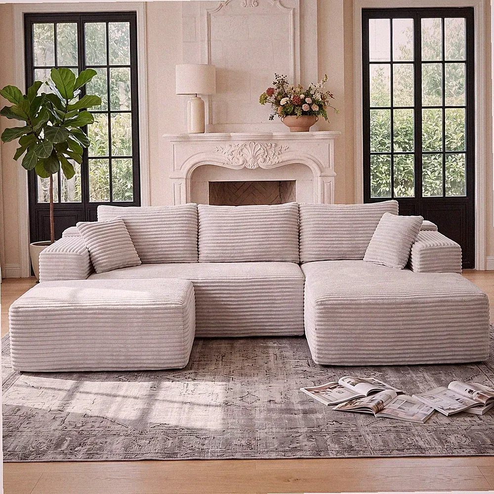 109" Boneless Cloud Sectional Couch for Living Room, U Shaped Modular Sofa
