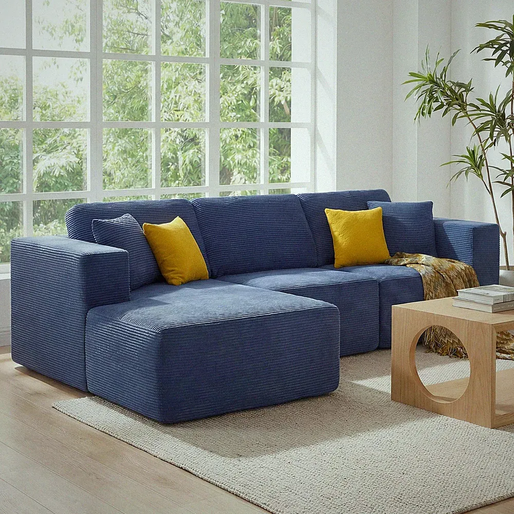 109" Cloud Sectional Couch Modular Sofa L-Shape Chaise Deep for Seat Corduroy
