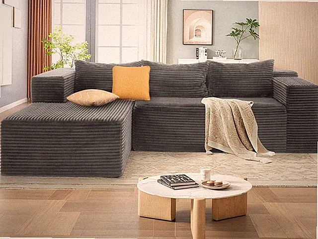 109" Cloud Sectional Couch with L-Shape Chaise,Modern Modular Sofa with Pillows