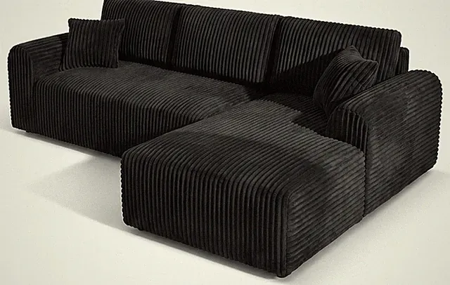 109" Corduroy L-Shaped Sectional Sofa with Left Chaise, Black