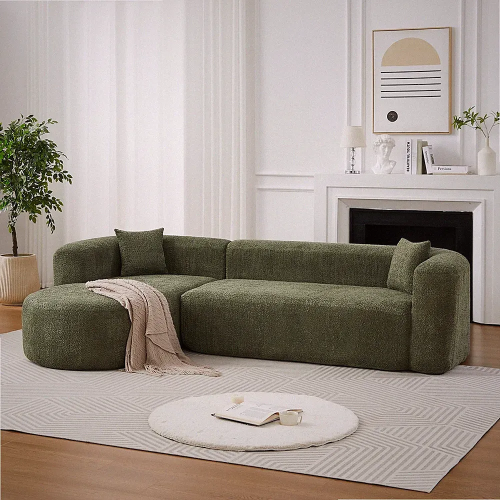 109" Curved Cloud Sofa Modular Sectional Chenille Boneless Couch No Assembly