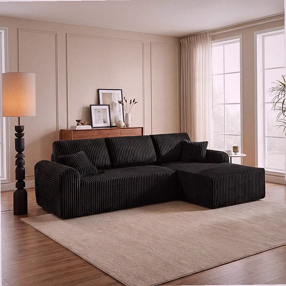 109-Inch L-Shaped Right Facing Boneless Corner Sofa 2 PCS Modular Sectional Clou