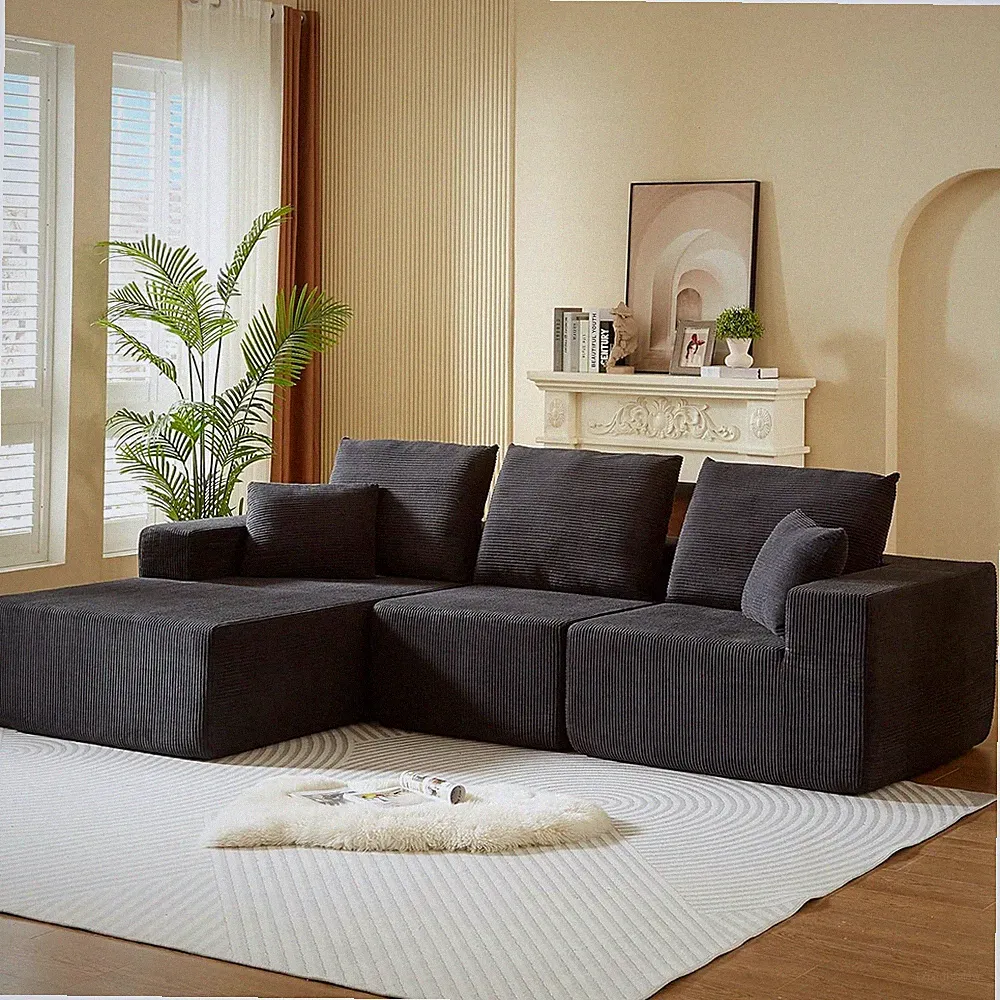 109'' L-Shaped Cloud Modular Sectional Sofa Left Facing Chaise Lounge Boneless