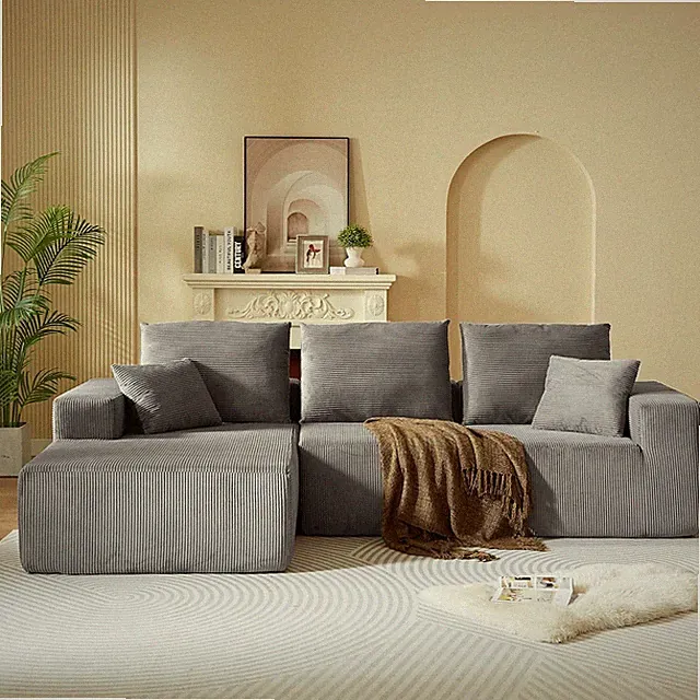 109'' L-Shaped Cloud Modular Sectional Sofa Left Facing Chaise Lounge Boneless
