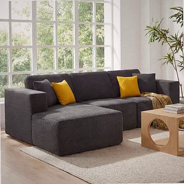 109" Modular L-Shaped Cloud Sectional Sofa, Soft Corduroy Deep Seat, No Assembly