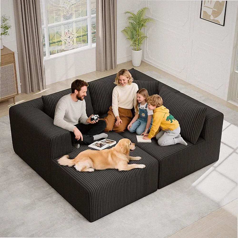 109" Modular Sectional Sofa,Boneless Couch for Living Room,Cloud Sectional Couch