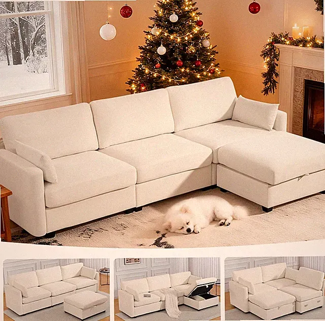 109'' Modular Sectional Sofa, L Shaped Couch with Storage Ottoman, Comfy Cloud S