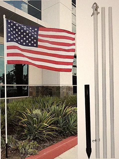 10ft Flag Pole Aluminum COMMERCIAL RESIDENTIAL Flag Pole 10' WHITE Flag Pole KIT