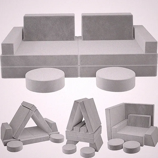 10pcs Kids Modular Couch Sofa Fold Out Foam Play Couch Children Playroom Couch