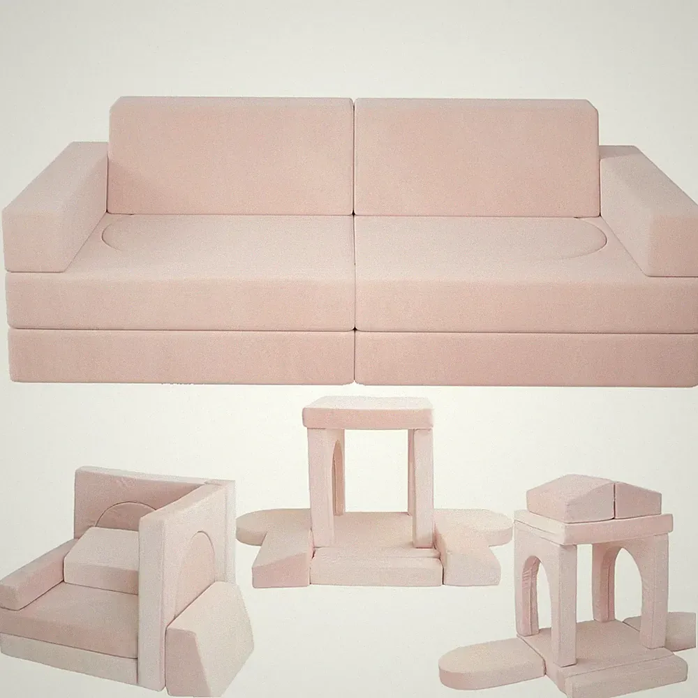 10Pcs Modular Kids Couch Washable Covers Indoor Couch Multifunctional Play Set