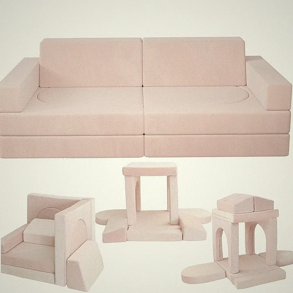 10Pcs Modular Kids Couch Washable Covers Indoor Couch Multifunctional Play Set