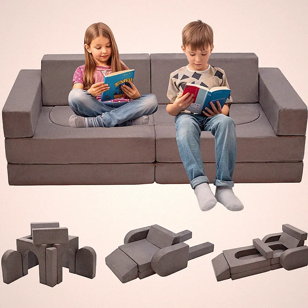 10pcs Modular Play Couch, Sectional Sofa for Playroom Bedroom, Convertible Fo...