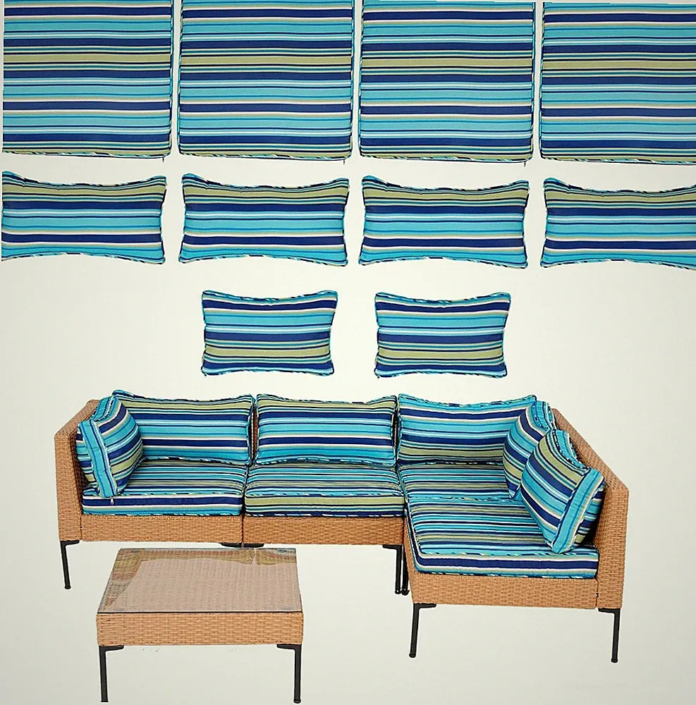 10Pcs Splashproof Patio Cushion Covers for 4-Seater Sectional Sofa