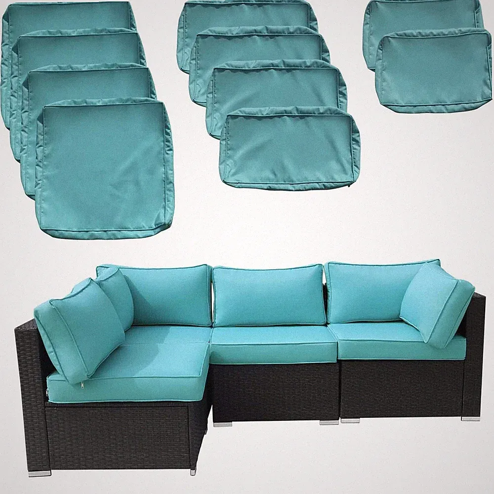 10X Outdoor Patio Furniture Cushion Cover Set Replacement Covers Slipcover Cyan