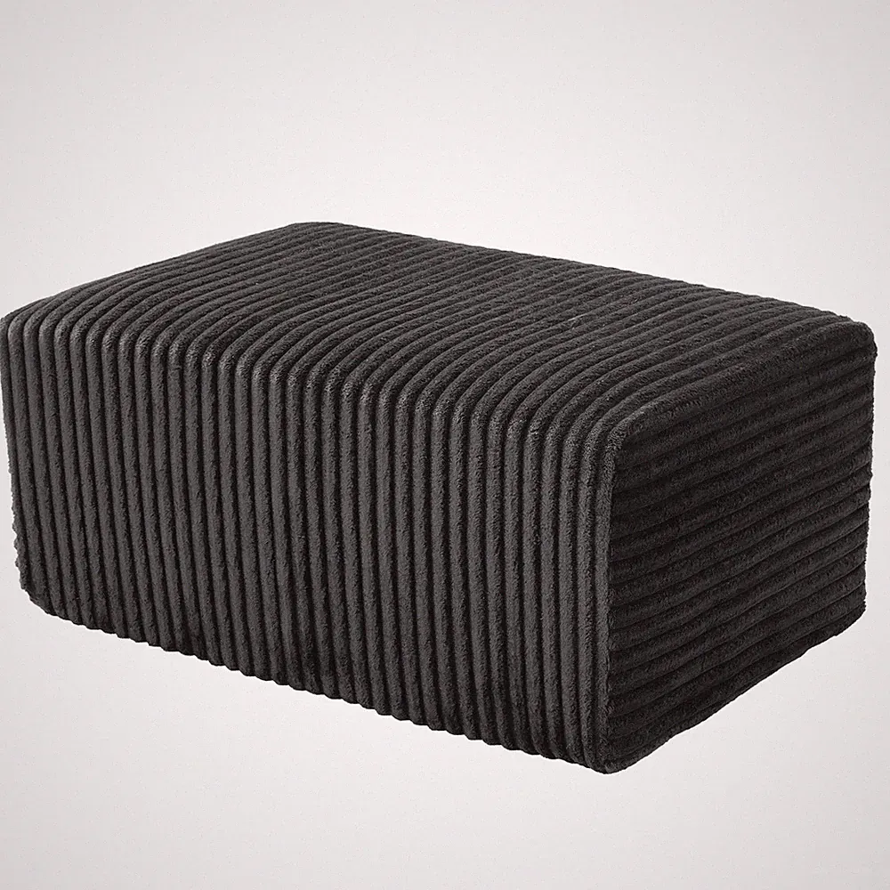 11.41" Chaise Lounge Sofa Bed Ottoman with Spring Cushion, Gray Corduroy Fabric