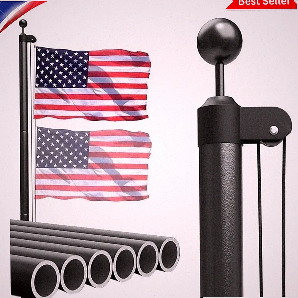 11 Gauge Heavy Duty Flag Pole Kit, 25FT Extra Thick Aluminum Flagpole for outsid