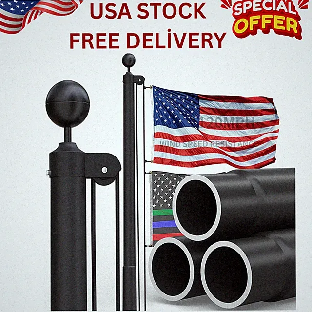 11 Gauge Heavy Duty Flag Pole with Thickened Aluminum Ball - 30 FT Black Extra T