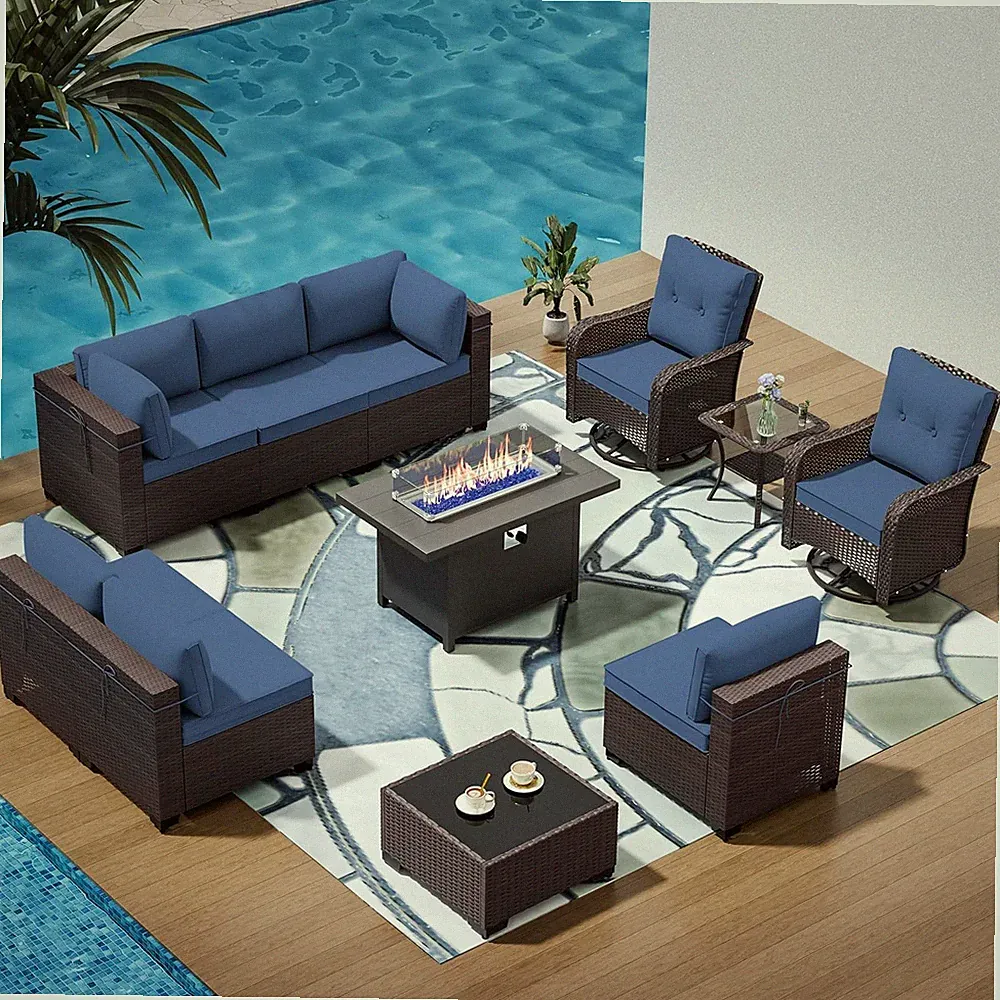 11 Pieces Outdoor Patio Furniture Set,Outdoor Sectional Furniture with 45" 55000