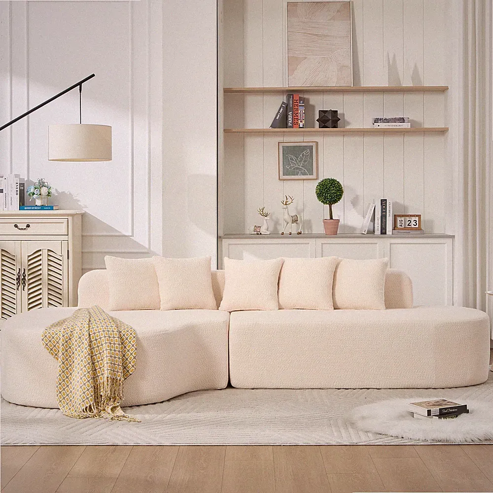 110.2'' * 62" Boneless Couches for Living Room, Sectional Curved Sofa with5 Pil