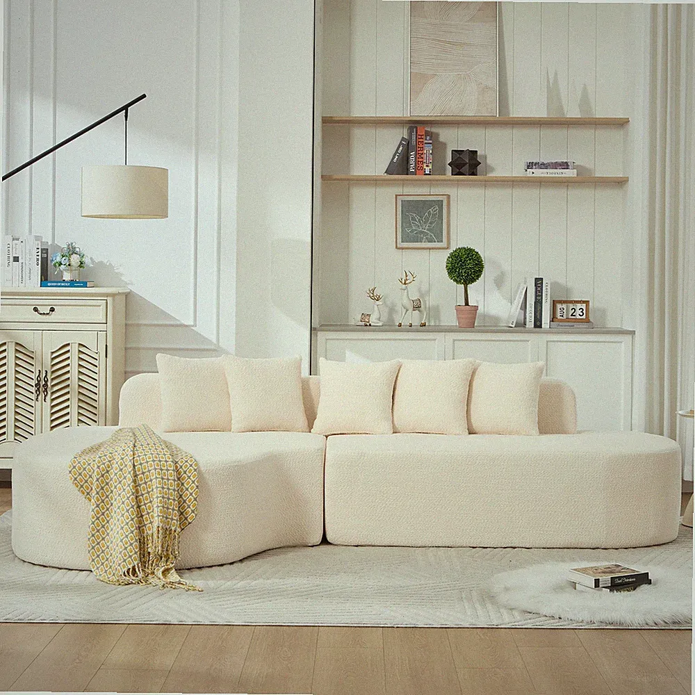 110.2'' * 62" Boneless Couches for Living Room, Sectional Curved Sofa with5 Pil