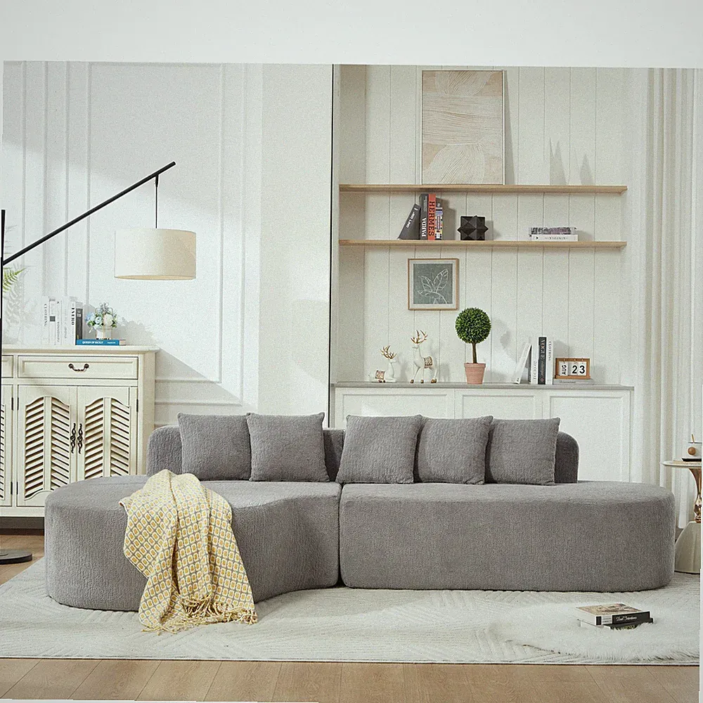 110.2" * 62" Boneless Couches for Living Room, Sectional Curved Sofa with5 Pill