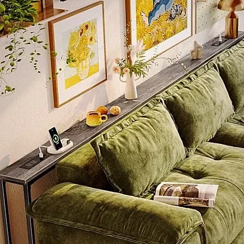 110.2'' Modern Behind Couch Table with USB Ports - Chic & Functional Living Room