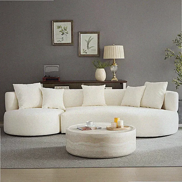 110.24'' Rotatable Curved Sofa Couch for Living Room, round Sofa Fabric Sectiona