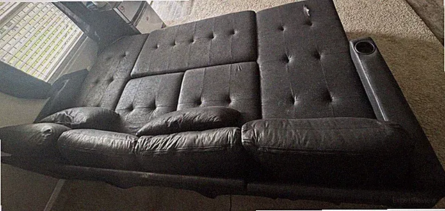 110" Black Suede Leather Sectional Sofa