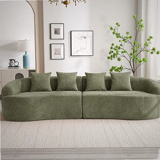 110" Boneless 4 Seater Sofa Couch, Modern Oversized Curved Cloud Sofa, Chenille