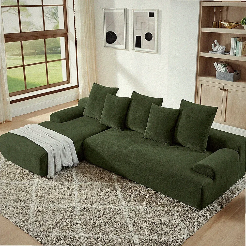 110" Cloud Modular Sectional Sofa L Shaped Velvet Boneless Couch w/ Left Chaise