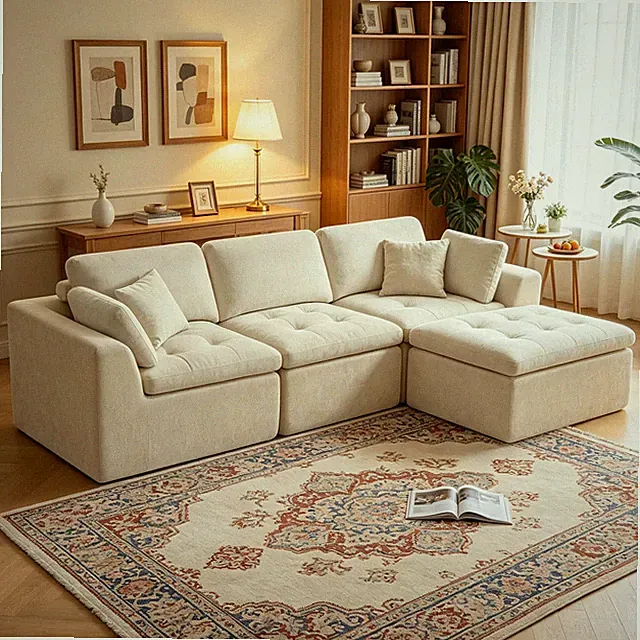 110" Cloud Sectional Couch L-Shape Modular Ottoman DeepSeat Foam Convertible