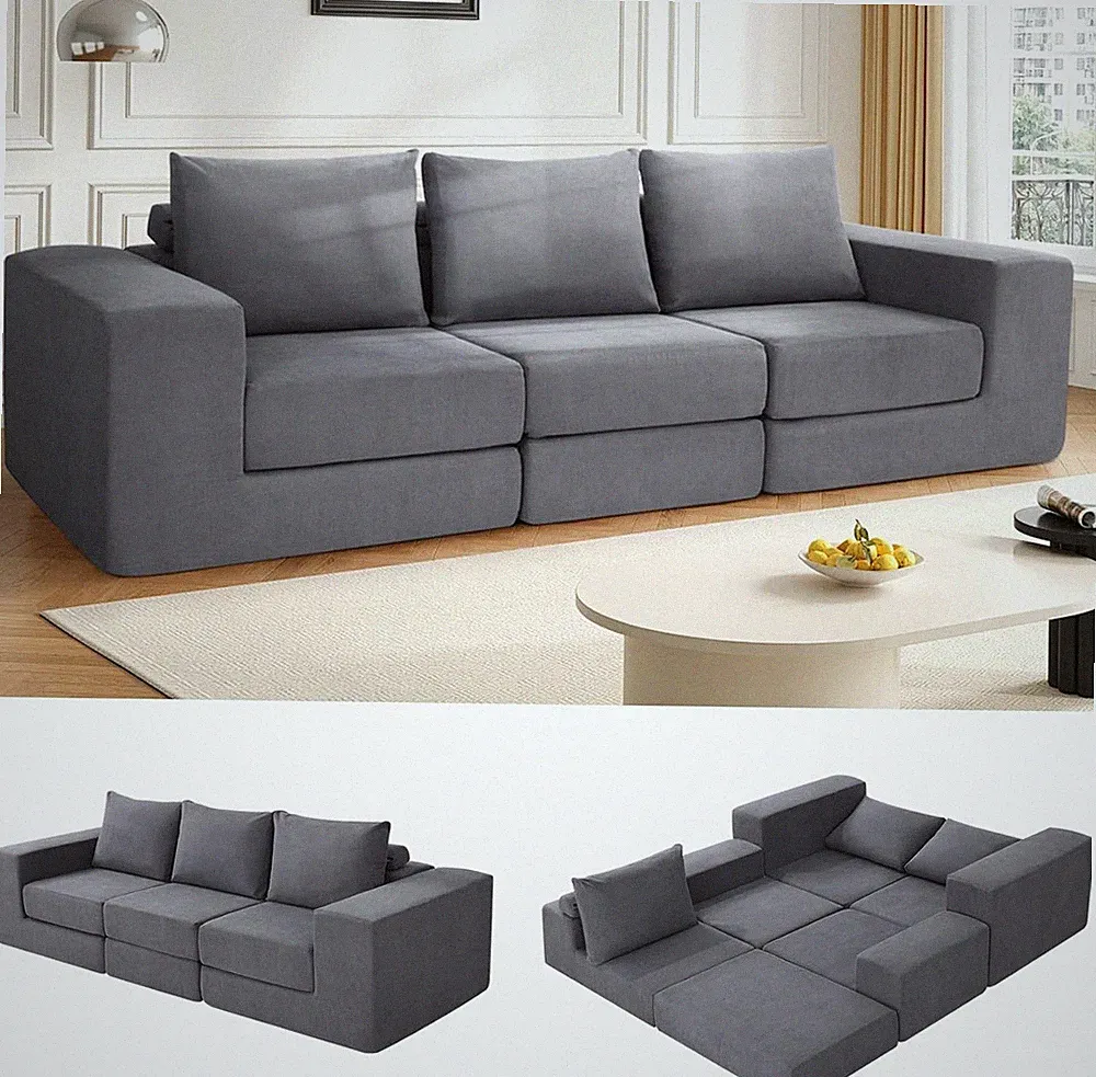 110" Cloud Sectional Couch Sofa Bed with L-Shape Chaise Modular Sofa Memory Foam