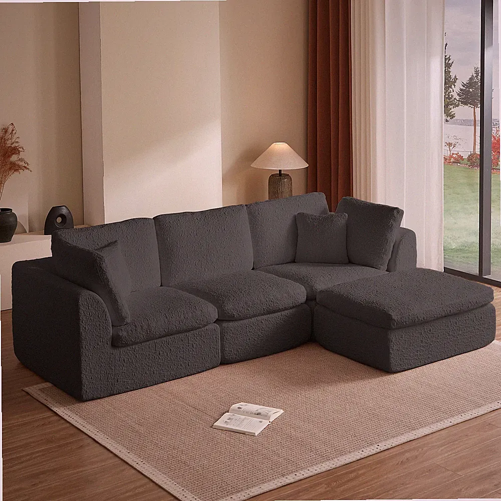110" Cloud Sectional Couches for Living Room, Convertible L-Shape Couch with O