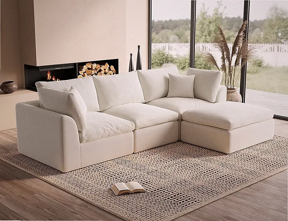 110" Cloud Sectional Couches for Living Room, Convertible L-Shape Couch with Ott